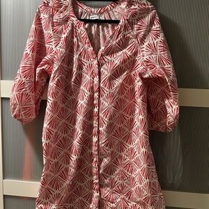 Sonoma Red and White Leaf Print dress/ coverup